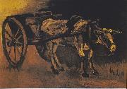 Vincent Van Gogh Cart with reddish-brown ox Spain oil painting artist